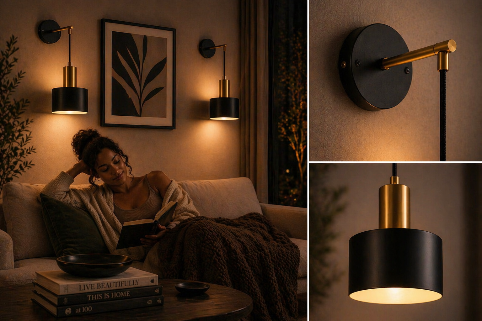 Noir Halo Wall Sconce Set