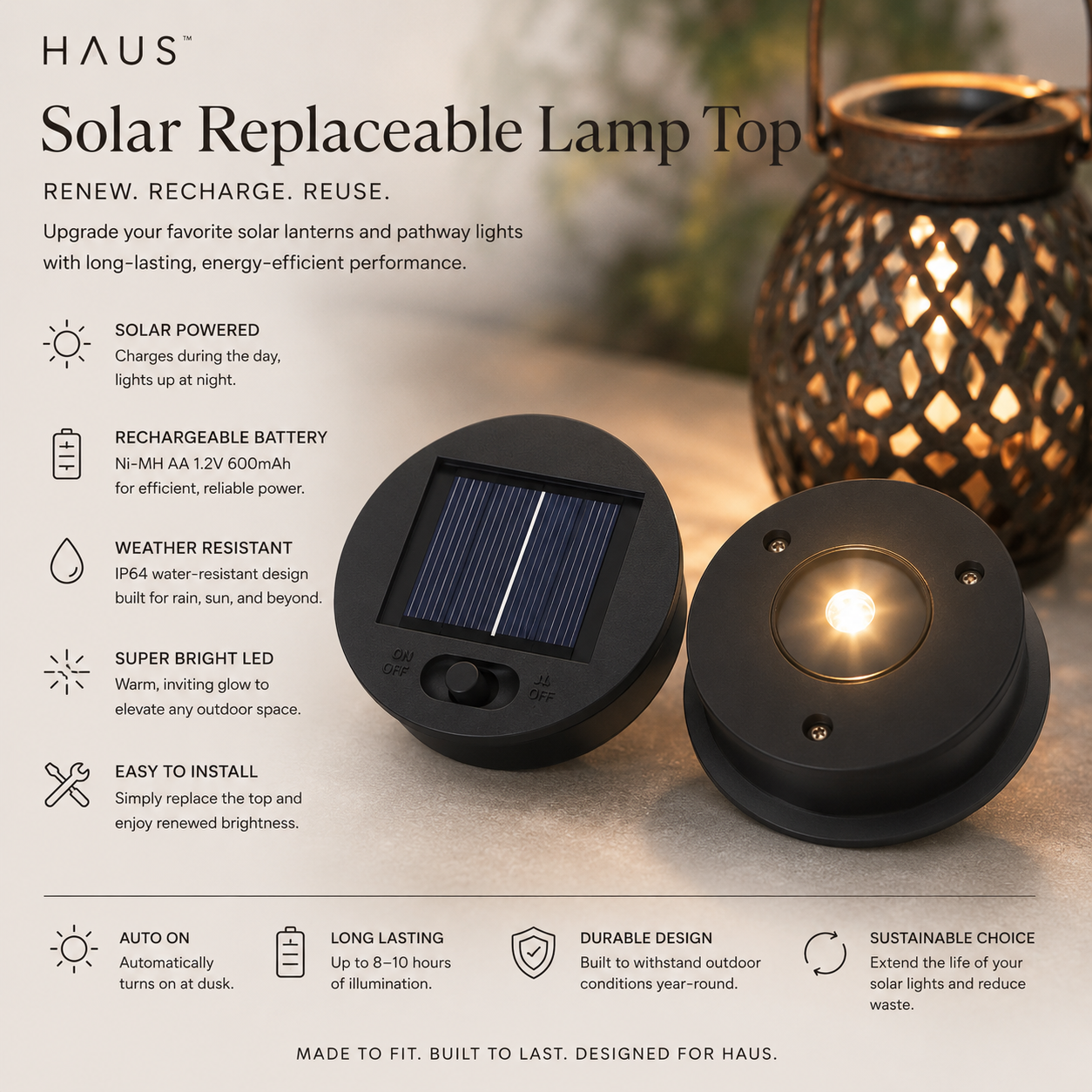 Solar Lantern Replacement Top
