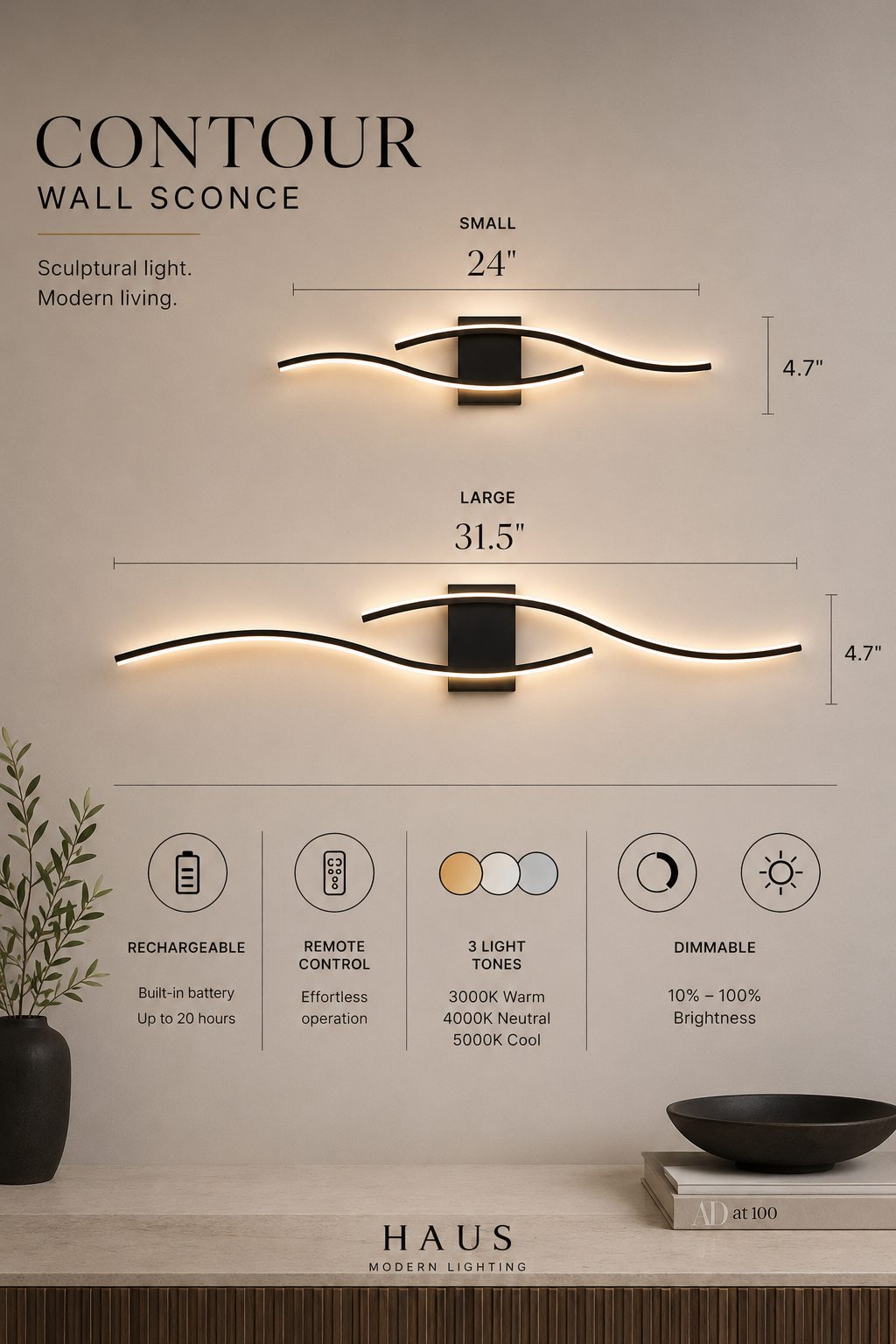 The Contour Wall Sconce/Single Light