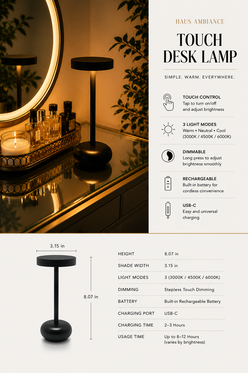 Sora Touch Lamp