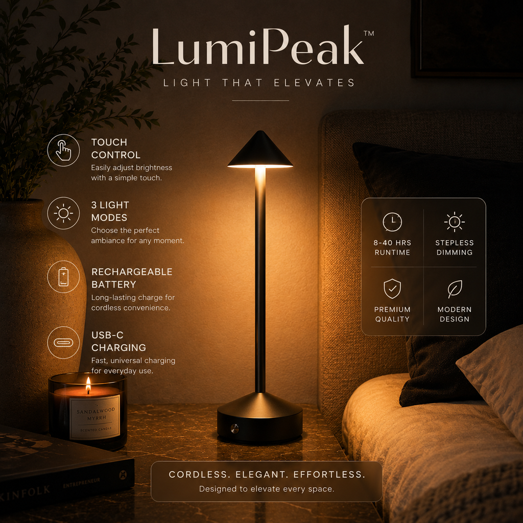 LumiPeak Cordless Table Lamp