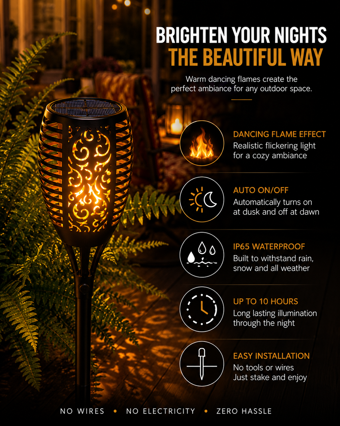 Flicker Solar Torch Lights